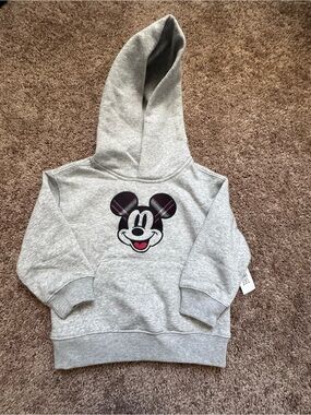 Baby Gap 2T. NWT. Grey Mickey Mouse Hooded Sweatshirt